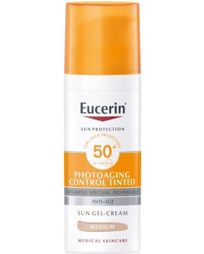 Eucerin Sun Оцветен слънцезащитен гел-крем Photoaging Control, тъмен, SPF50+, 50 мл