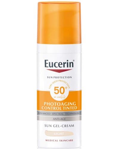 Eucerin Sun Оцветен слънцезащитен гел-крем Photoaging Control, светъл, SPF50+, 50 мл