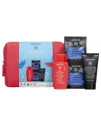 Apivita Комплект - Слънцезащитен флуид, SPF50, 50 мл + Подаръци и Несесер