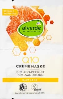 alverde Маска за лице Q10 с био-грейпфрут и био-морски зърнастец, 10 мл