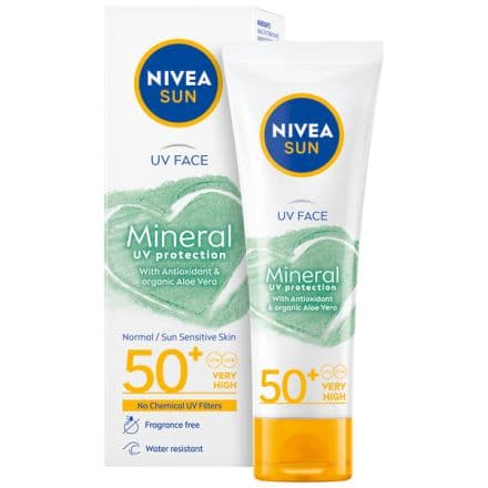 Nivea Sun Слънцезащитен крем за лице с минерални филтри SPF 50+, 50 мл