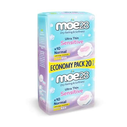 MOE28 Мое 28 Sensitive Normal DUO Дамски превръзки, 20 бр.