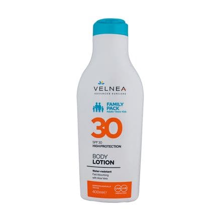 Velnea Sun Care Слънцезащитен лосион за тяло за цялото семейство SPF 30, 400 мл