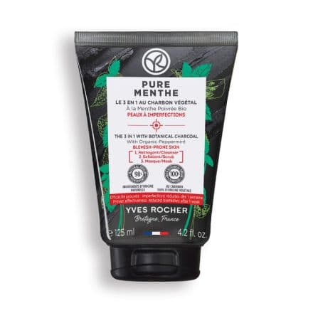 Yves Rocher Pure Menthe Почистващ гел с въглен 3в1, 125 мл