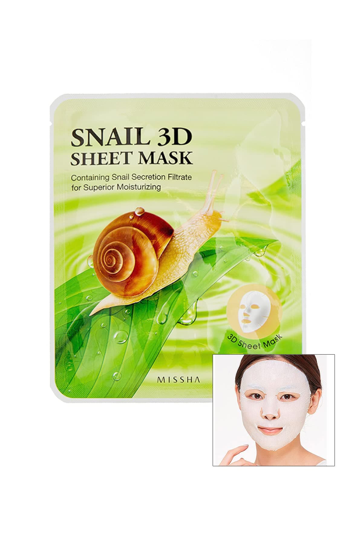 Missha Snail 3D Sheet Mask Текстилна 3D маска със секрет от охлюв