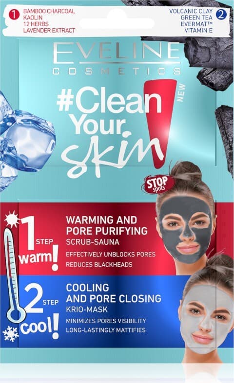 Eveline Cosmetics Clean Your Skin скраб маска + крио маска 2 × 5 мл