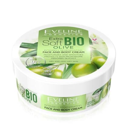 Eveline Cosmetics Extra Soft регенериращ крем за лице и тяло с био маслина, 175 мл