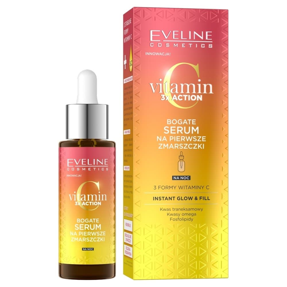 Eveline Cosmetics Vitamin C 3XACTION серум за лице срещу първи бръчки 30 мл