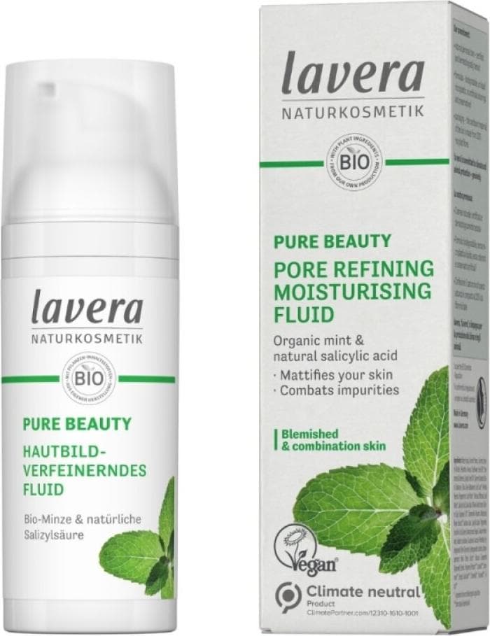 lavera Pure Beauty Хидратиращ флуид за чиста кожа с мента 50 мл