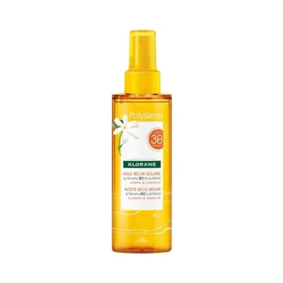 Klorane Sun polysianes слънцезащитно олио spf 30+ за коса и тяло с масло от таману и моной 200 мл