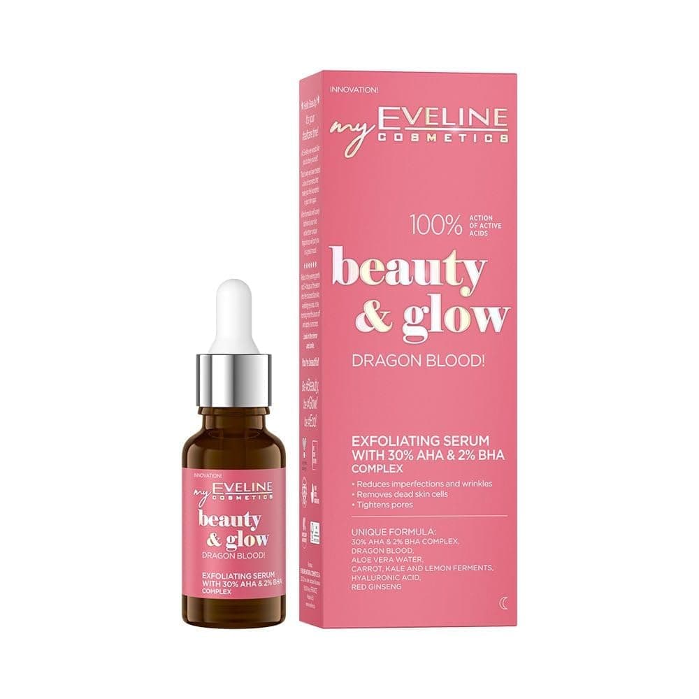 Eveline Cosmetics Beauty&glow Dragon Blood! ексфолиращ серум с AHA 30% &AMP; BHA 2% киселина комплекс, 18 мл