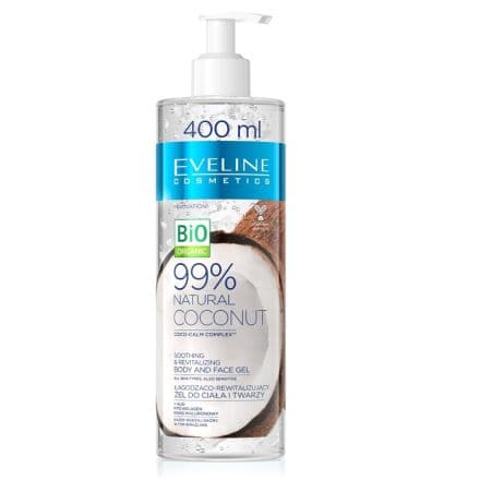 Eveline Cosmetics 99% Natural Coconut Успокояващ и ревитализиращ гел за лице и тяло, 400 мл