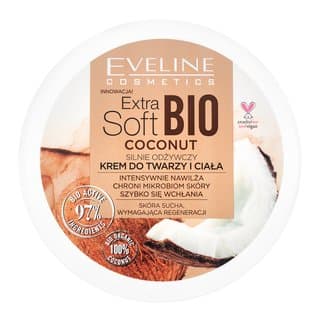 Eveline Cosmetics Extra Soft подхранващ крем за лице и тяло с био кокос, 175 мл