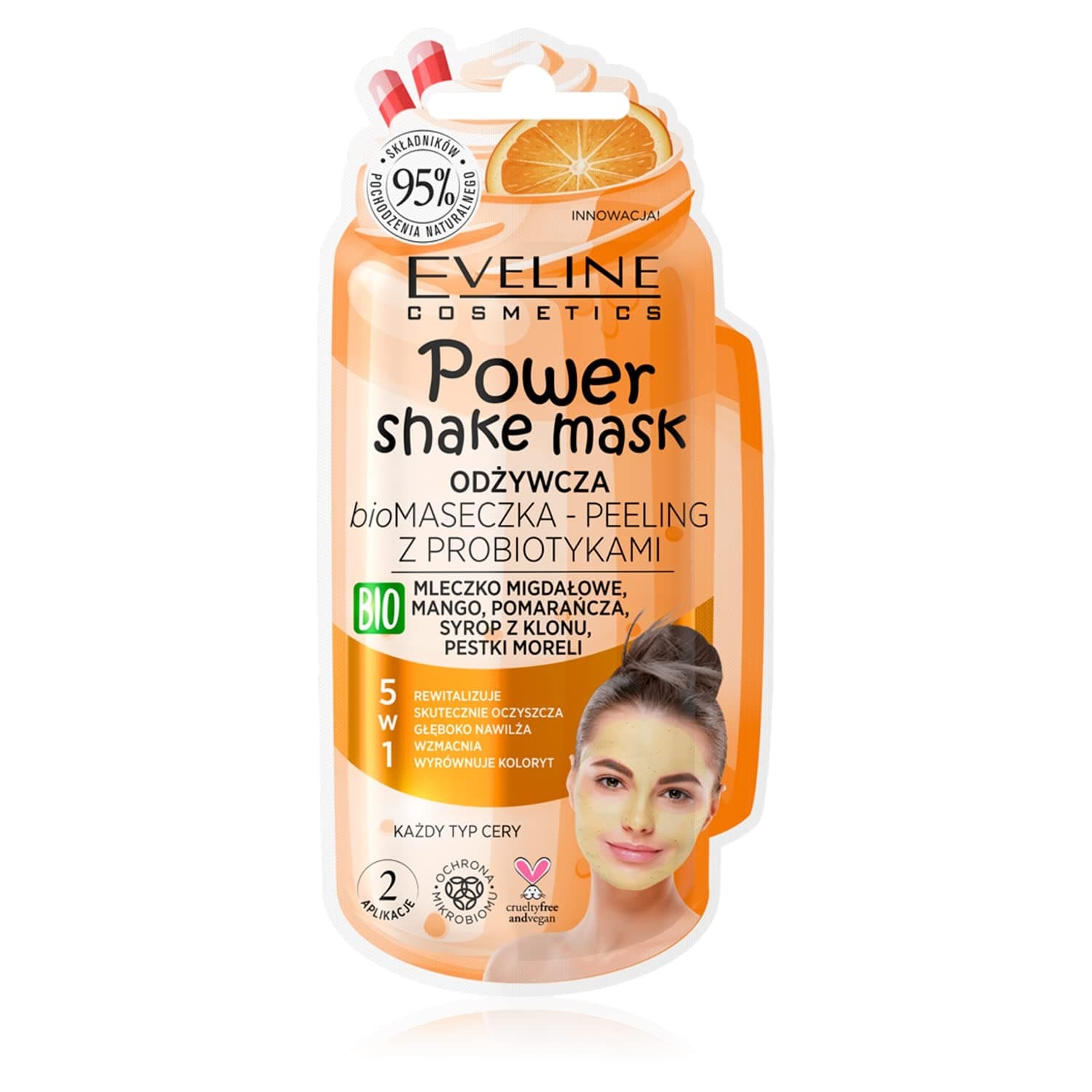 Eveline Cosmetics Power Shake подхранваща био маска пилинг с пробиотици 10 мл