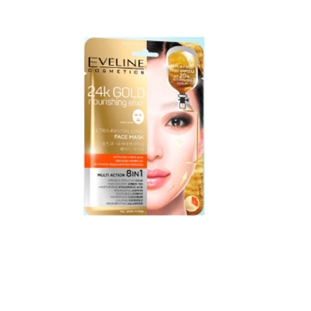 Eveline Cosmetics Корейска “Sheet“ маска за лице с 24К злато, 20 мл серум