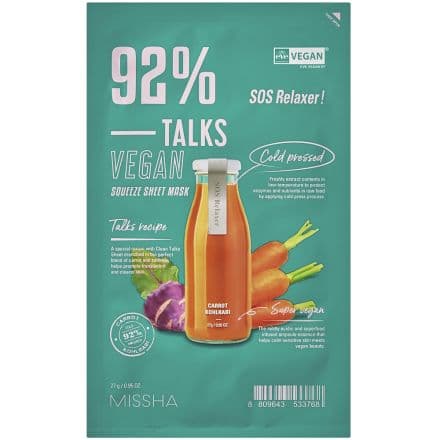 Missha Talks Vegan Squeeze Маска за лице SOS Relaxer, 27 г