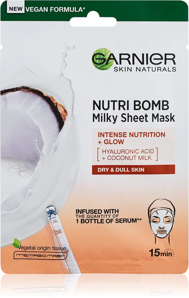 Garnier Skin Naturals Хартиена маска за суха кожа с кокосово мляко