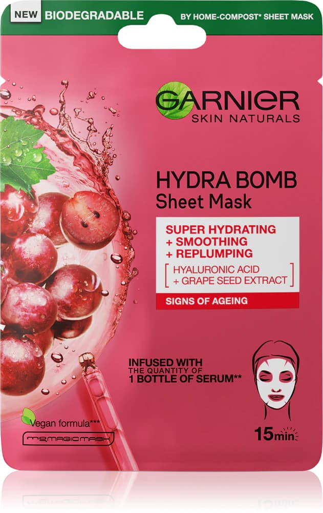 Garnier Skin Naturals Hydra Bomb Хартиена маска за гладка кожа